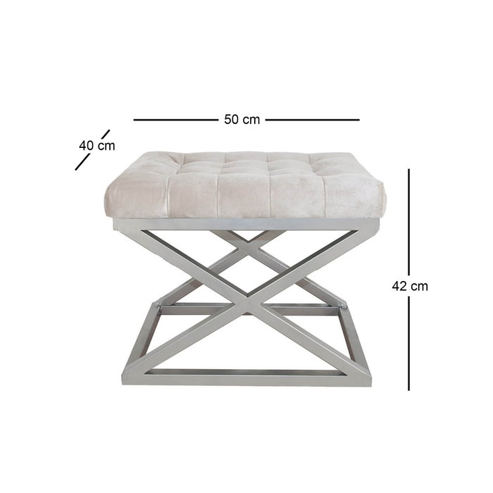 Atelier Del Sofa Puff Blanco Oscuro y Plateado